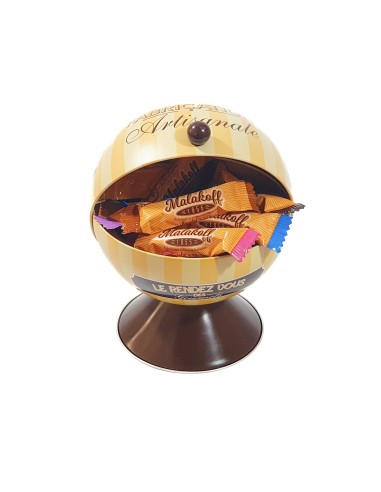 25 Mini Chocolats Mélangés Emballés dans Boite Sucrier Métal 187g.