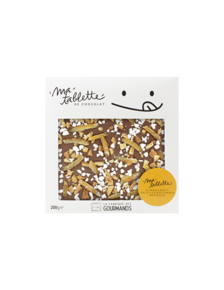 Tablette chocolat au lait 200g. - Citron meringué feuilletine Tablette chocolat au lait 200g. - Citron meringué feuilletine