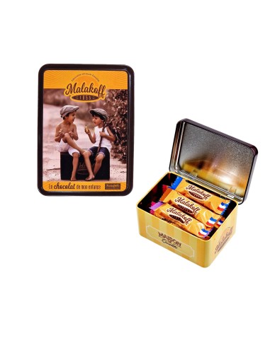 15 Mini Barres Chocolats Mélangés dans Boite Métal 112g. Garçons 15 Mini Barres Chocolats Mélangés dans Boite Métal 112g. Garçons