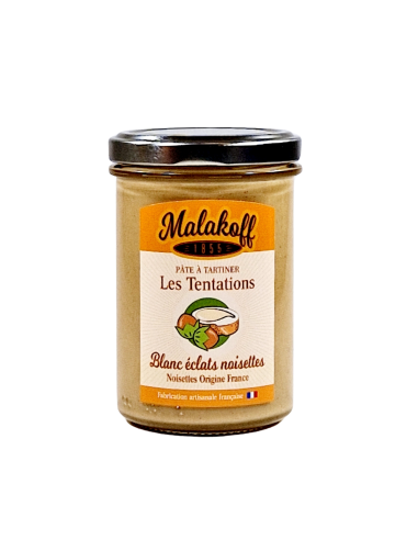 Pâte à tartiner Blanche Noisettes éclats Noisettes 240g. Pâte à tartiner Blanche Noisettes éclats Noisettes 240g.