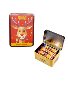 15 Mini Barres Chocolats Mélangés dans Boite Métal 112g. Renne 2025