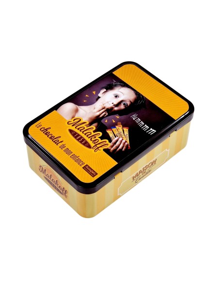 40 Mini Chocolats Mélangés Coffret Boite Métal 300g. Visuel Croque 