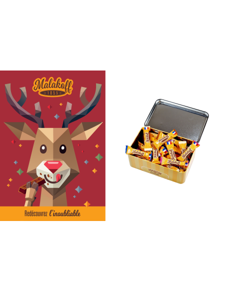 40 Mini Chocolats Mélangés Coffret Boite Métal 300g. Renne 2025 