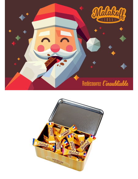 40 Mini Chocolats Mélangés Coffret Boite Métal 300g. Père Noël 2025 