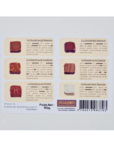 9 Bouchées coeur praliné enrobés MALAKOFF variés 150g.