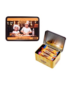 15 Mini Barres Chocolats Mélangés dans Boite Métal 112g. Cuisinier