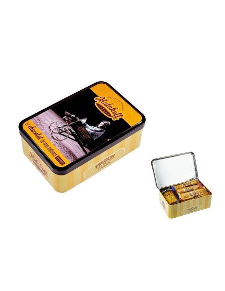 Coffret Boite métal 20 barres + pot 240g chocolat noisettes AVIATEUR