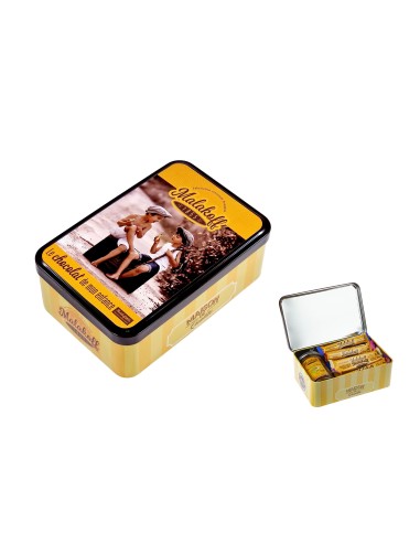 Coffret Boite métal 20 barres + pot 240g chocolat noisettes GARÇONS