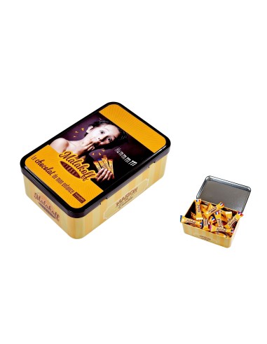 40 Mini Chocolats Mélangés Coffret Boite Métal 300g. Visuel Croque