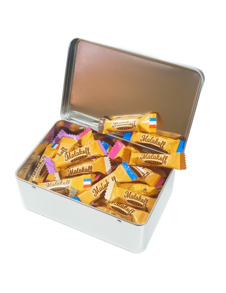 40 Mini Chocolats Mélangés Coffret Boite Métal 300g. Visuel Pâques