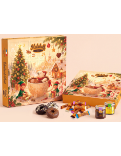 Calendrier de l'Avent 650g. BARRES+PÂTES+GUIMAUVES+SUJET