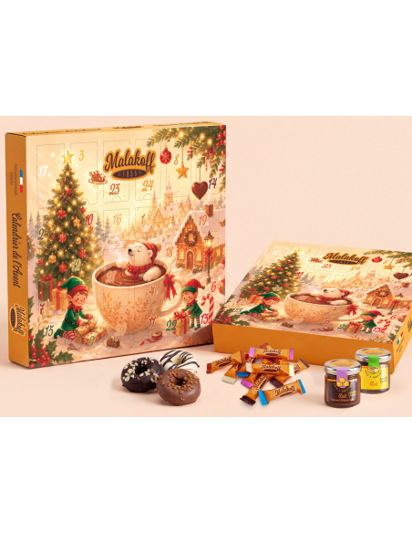 Calendrier de l'Avent 650g. BARRES+PÂTES+GUIMAUVES+SUJET